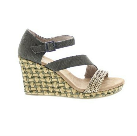 Toms Shoes - TOMS Clarissa Wedge Olive Textile shoes